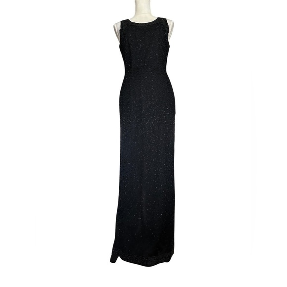 Lawrence Kager 100% Silk Embellished Sequined Dress  Back Slit Sz M Demure - Picture 6 of 15